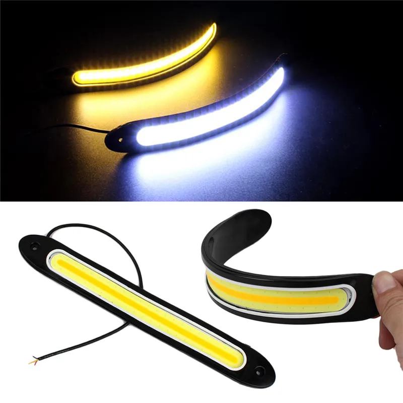 

Flexible Rubber DRL Daytime Running Fog Driving Light 12V COB Higher Bright LED White/Yellow Turn Light Auto Accessories Styling