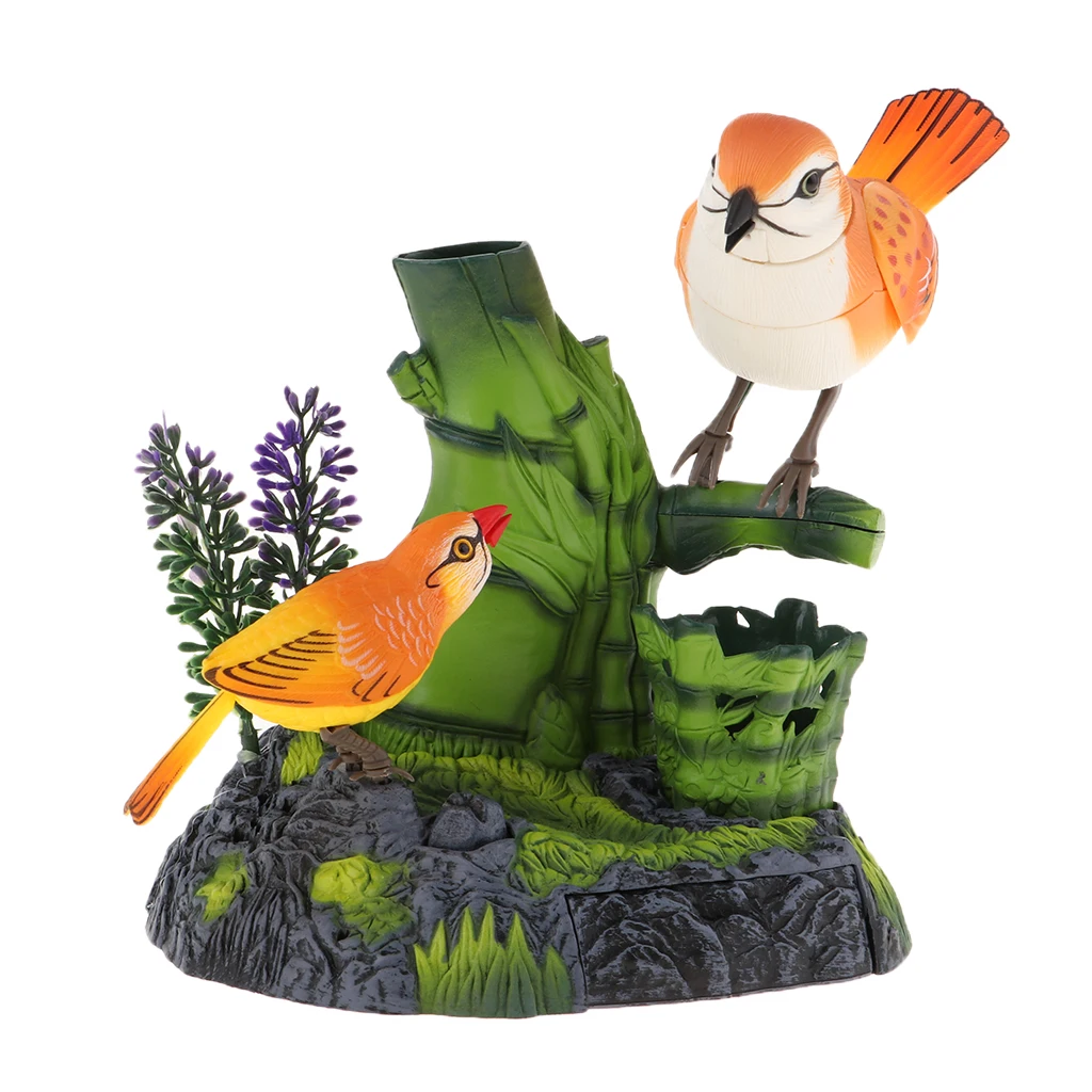 Plastic Sound Control Activated Chirping Singing  Vocal Toys Birds Landed on the Branch Model Kids Education Gift