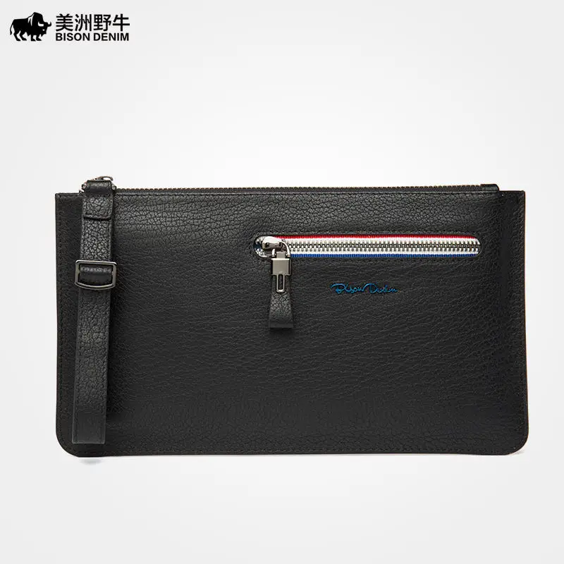 

2018 BISON DENIM Men Genuine Leather Casual Large Capacity Clutch Bag Handbags High Quality Men's Envelope Bag Cowhide Wallet