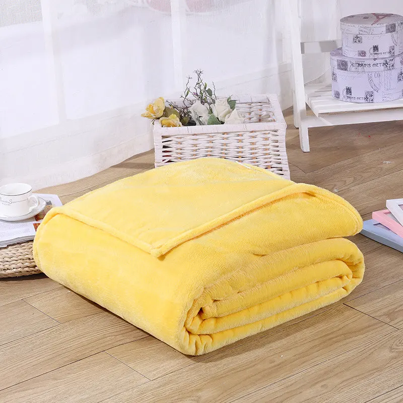 Фланелевое однотонное одеяло для дивана, постельные принадлежности, мягкая зимняя простыня в клетку, 150*200 см, 180*200 см, 200*230 см - Цвет: Yellow