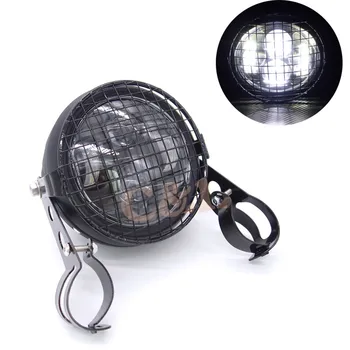

Matte Black Metal LED Front Headlight Grill Side Mount Cover Mask With 28-34mm Mount bracket For Cafe Race CB Custom
