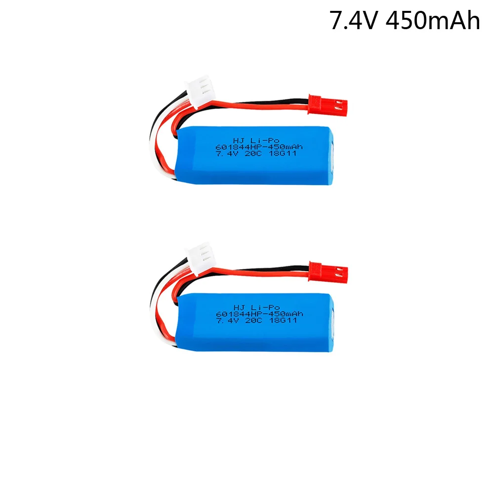 7,4 V 450mAh литий-полимерный Батарея 2S для WLtoys K969 K989 K999 P929 P939 RC автомобиль 601844 20C 7,4 V 450 мА-ч - Цвет: 2 pcs