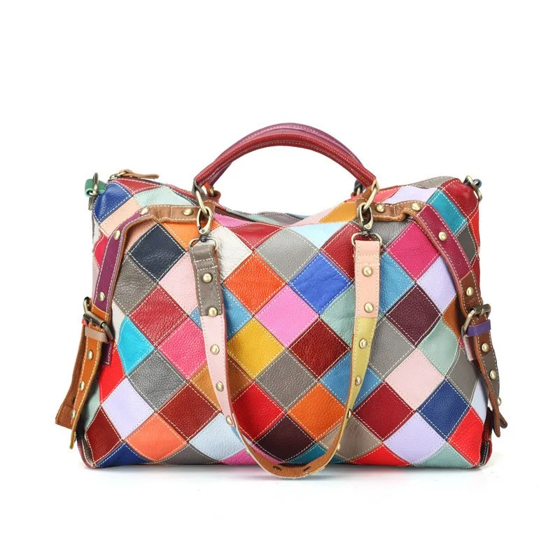 Caerlif в европейском и американском стиле с заклепками в форме подушки сумка в стиле пэчворк Женская сумка через плечо ретро-сумка