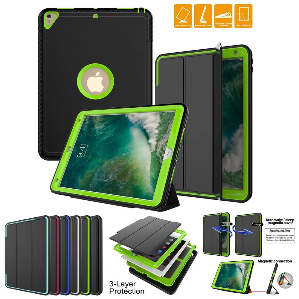 

Shockproof Heavy Duty Flip Stand Cover For iPad Pro 12.9 Case TPU Silicon Protective Shell Tablet Fundas For iPad Pro 9.7