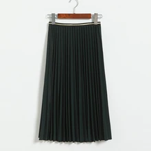 Женская плиссированная эластичная юбка с высокой талией, однотонная элегантная длинная юбка для женщин, зима-осень, модная повседневная Свободная Женская юбка