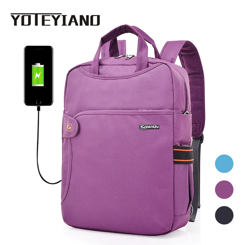 

YOTEYIANO 15.6 inch Laptop Backpack Multifunctional Business Canvas Bag Womens Crossbody Bag with USB Charging Hole