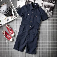 Летний мужской комбинезон с коротким рукавом, комбинезоны до колена, пляжные шорты с карманами в стиле хип-хоп на молнии, шорты-шаровары