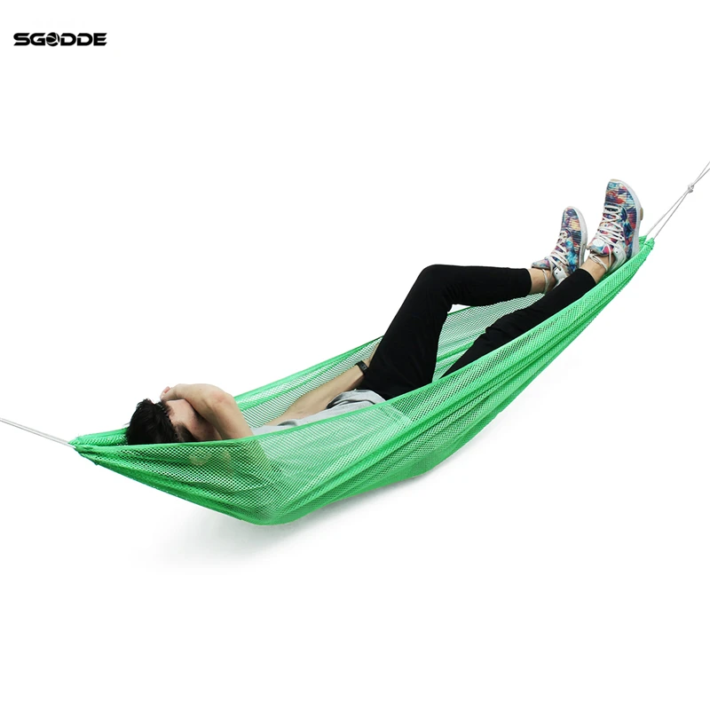 

SGODDE 190*130cm Portable Green Single Person Outdoor Travel Furniture Ice Silk Outdoor Hammock Camping Rural Style For Adult