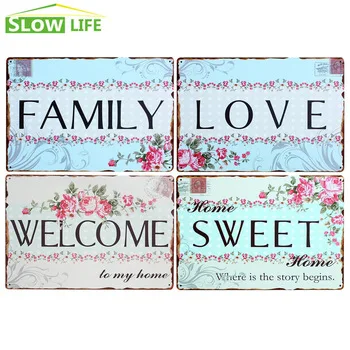 Welcome Sweet Love Family Metal Tin Sign Vintage Home Decor Tin Sign 8"x12" Metal Plaque House Wall Decor Metal Sign
