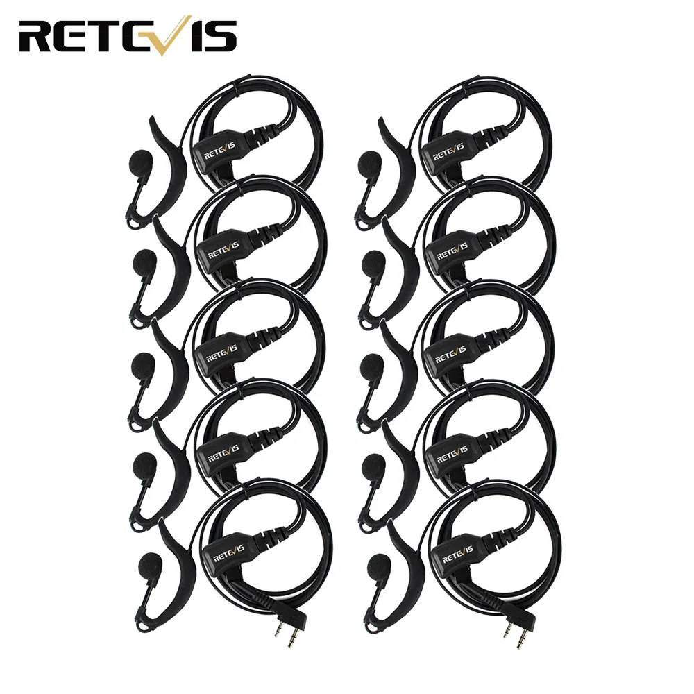 10pcs Retevis R-111 Adjustable Volume Earpiece G Type PU Wire Tensile PTT For Kenwood BAOFENG UV-5R H777 RT3 RT5 C9037A | Мобильные