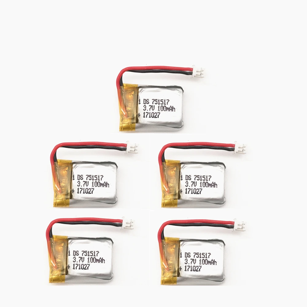 

5PCS 100mah 3.7v 25c For Cheerson CX10 CX-10 CX-10A RC Helicopter quadcopter 3.7 V 100 mah Li-po battery 751517