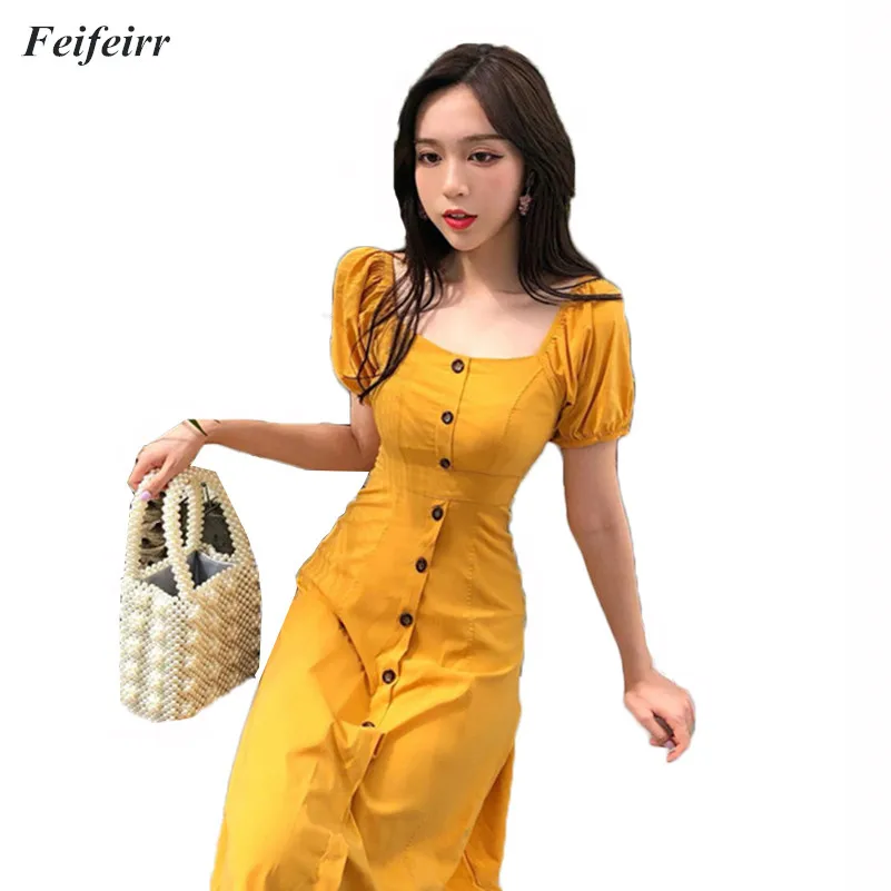 

Vestidos Women Dress 2019 Summer Korean version fashion sexy retro Slim dress Elegant Party temperament chiffon dress women