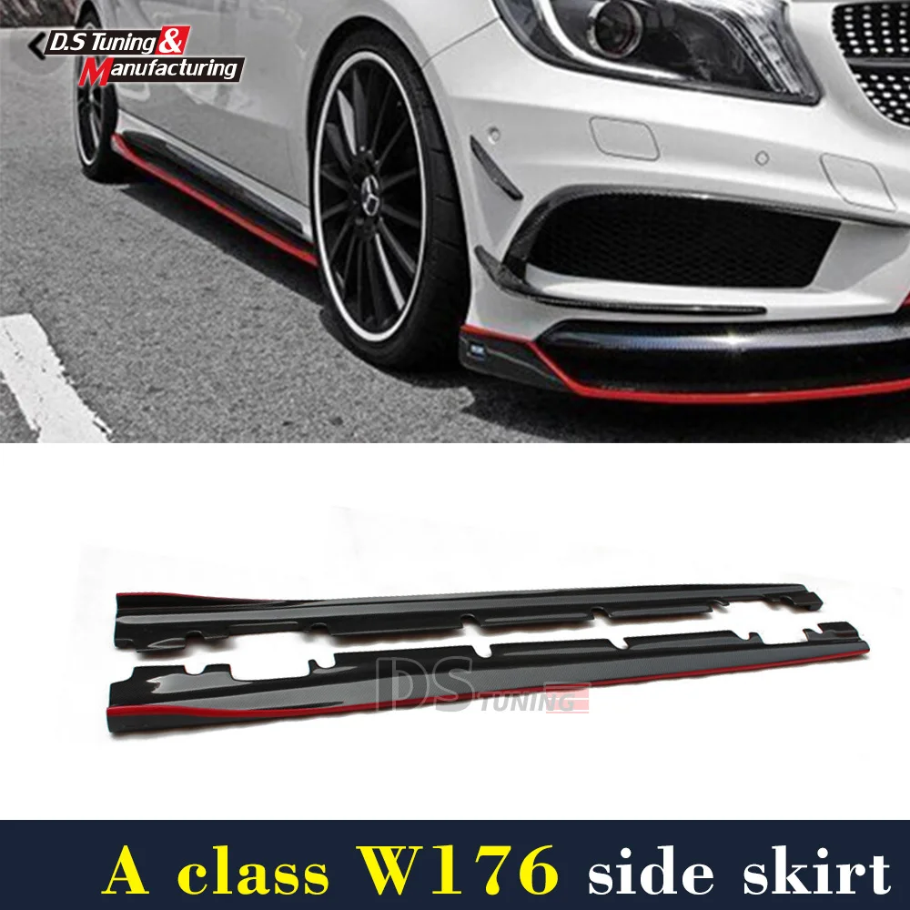 W176 углеродное волокно сбоку юбка для Benz класс с новым pacakge A200 A250 A45 Новый/CLA45 W117