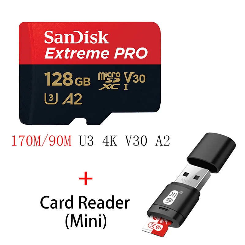 Карта памяти SanDisk Extreme Pro 32 64 128 ГБ U3 4K Micro SD карта 128 ГБ 32 ГБ 64 Гб 256 Гб 400 ГБ флеш-карта SD/TF MicroSD для телефона - Емкость: SQXCY-128G-C286