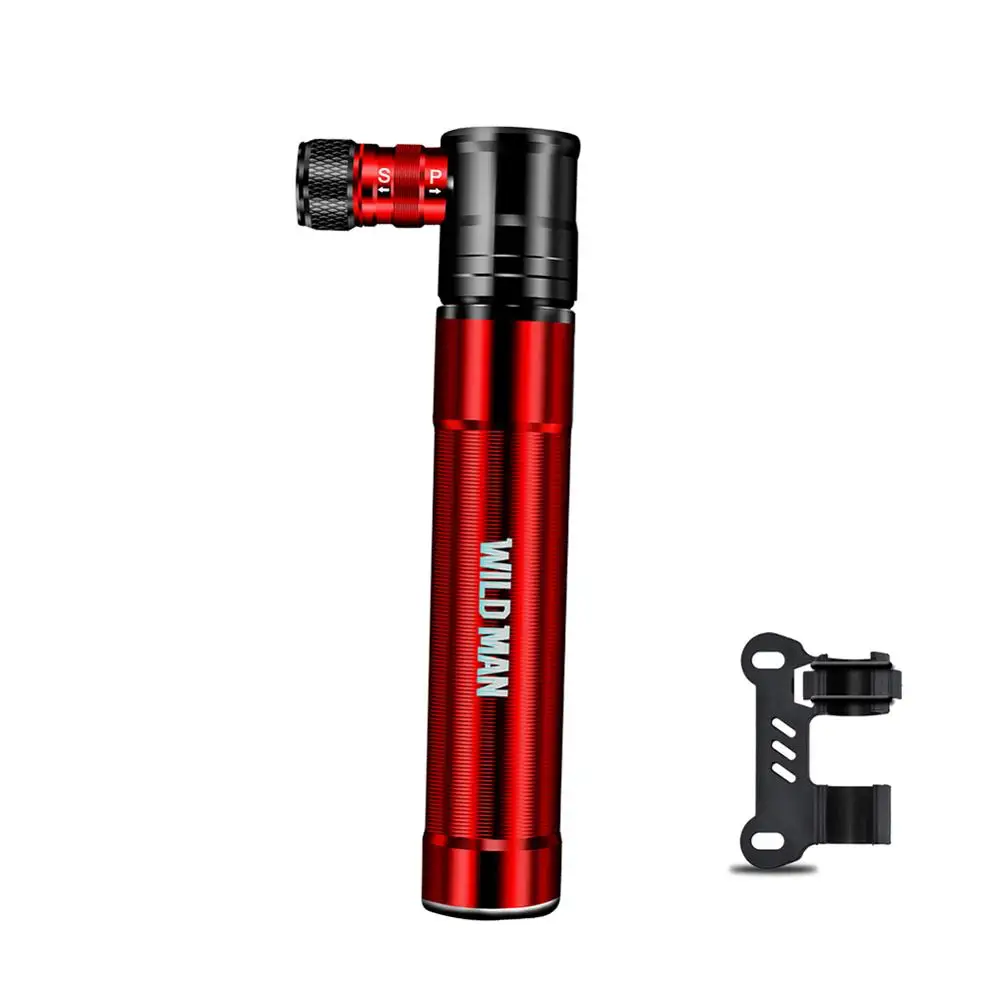 WILD MAN Aluminum Alloy Mini Bicycle Pump for M365 Electric Scooter Portable Air Pump Mountain Bike Schrader Presta Valve 100PSI - Цвет: Красный