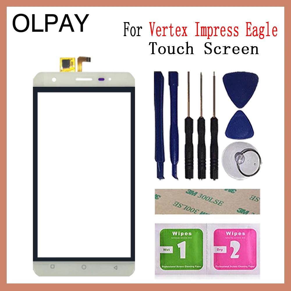 OLPAY 5,0 ''Новинка для Vertex Impress Eagle 3g сенсорный экран стекло дигитайзер панель объектив сенсор Бесплатный клей и салфетки - Цвет: White With Tools