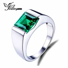 JewelryPalace Males’s Sq. 2.2ct Created Russian Nano Inexperienced Emerald Engagement Ring 925 Sterling Sliver Vogue Jewellery Reward