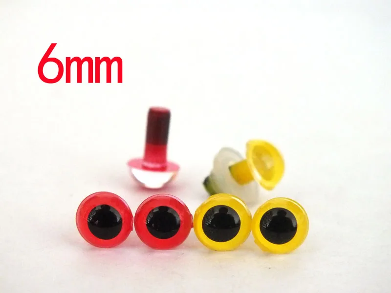 

40pcs/lot red and yellow Color crystal eyes with washer--6mm