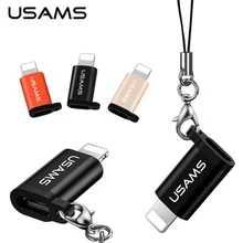 

USAMS Mini USB for iPhone Aluminum Alloy Micro USB Adapter with Strap for iPhone X Xs 9 9 Plus 6 s 7 8 Plus for iPad