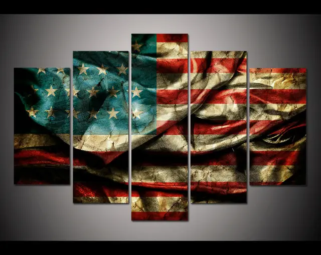 5 Panel Large Poster Hd Printed Painting Retro American Flag Canvas 5 Panel Large Poster Hd Printed Painting Retro American Flag Canvas Print Art Home Decor Wall