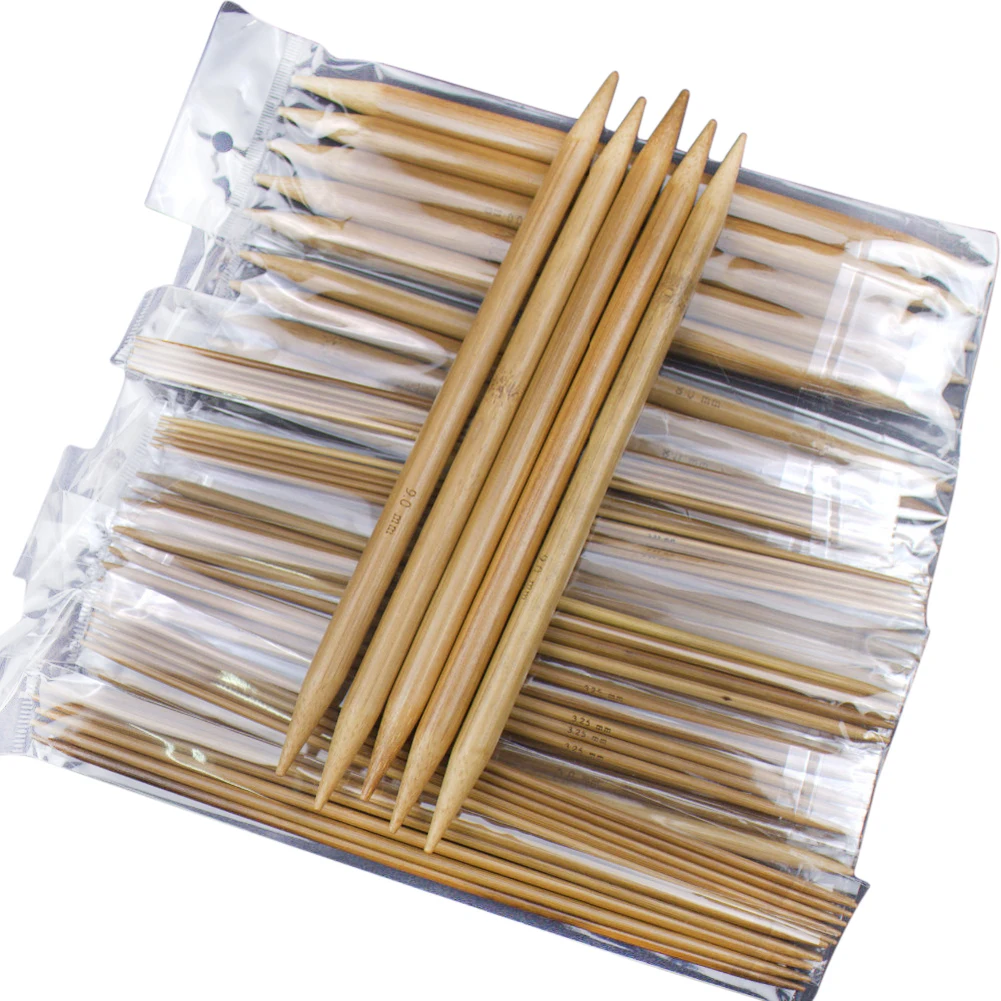 

2017 75pcs Bamboo Crochet Hooks Carbonized Double Pointed Carbonized Bamboo Knitting Needles Craft Knit Tools