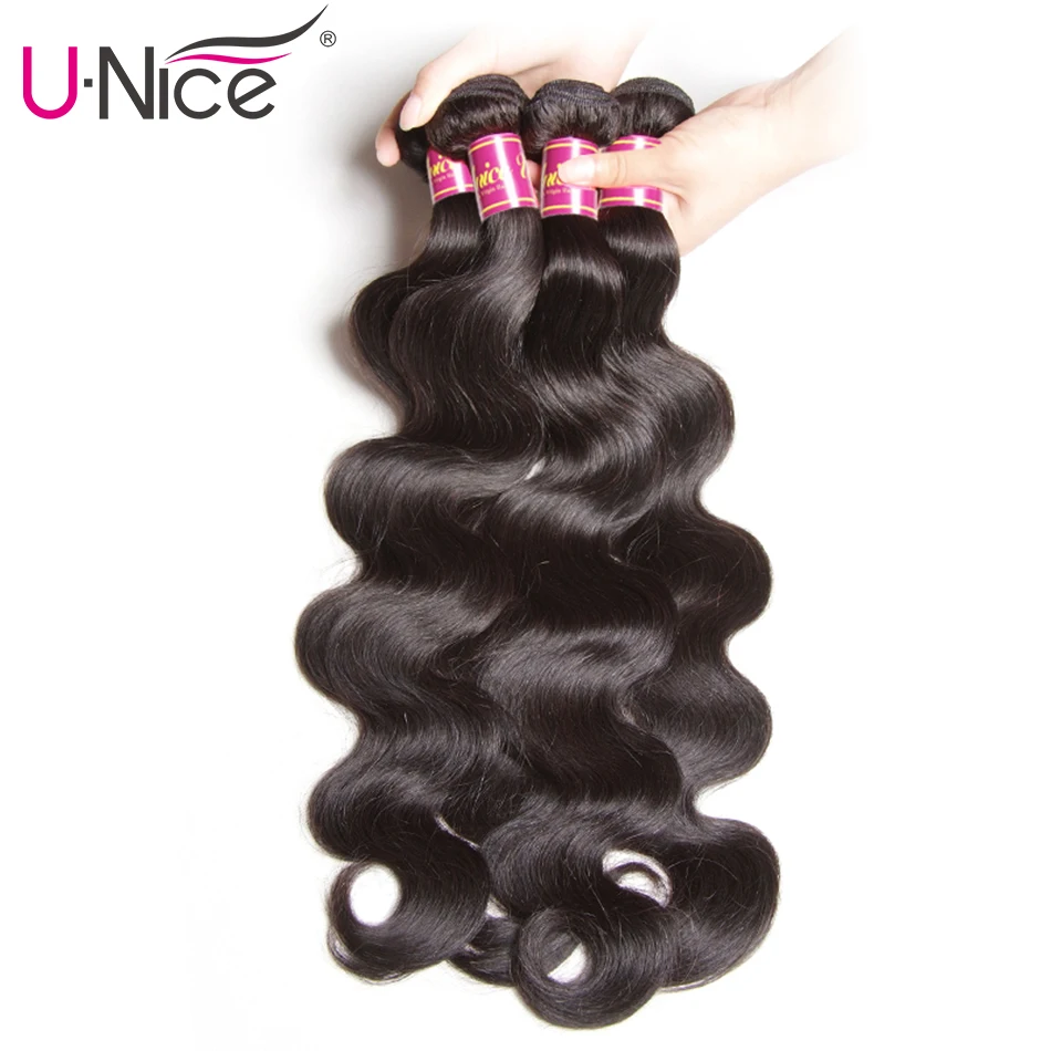 Волосы UNICE бразильские волнистые волосы, для придания объема, вплетаемые пряди натуральные Цвет человеческие сотканые волосы 1/3/4 шт. 8-30 дюймов Волосы remy удлинитель