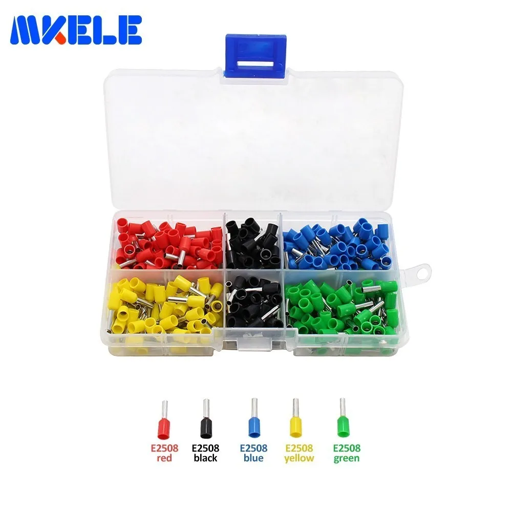 

300 pcs/Box Mixed Copper Wire Crimp Tube Connector Spade Insulated Cord Pin End Cable Wire Terminal Electrical Hand Tool Set