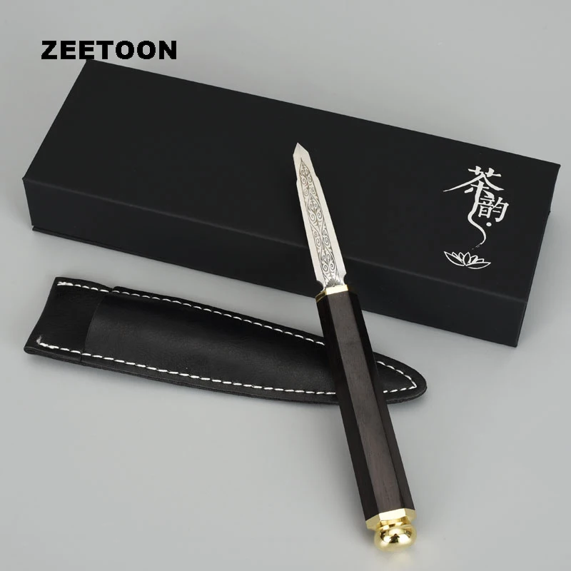 Refining Handwork Stainless Steel Tea Knife Natural Black Ebony Handle