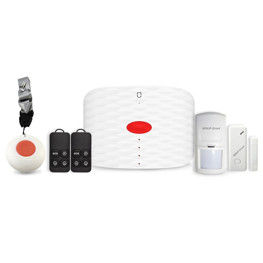 Wolf-Guard DIY GSM SMS Wireless Home Alarm Security System SOS Button PIR Motion Detector Door Window Sensor MS1 Wolf-Guard DIY GSM SMS Wireless Home Alarm Security System SOS Button PIR Motion Detector Door Window Sensor MS1