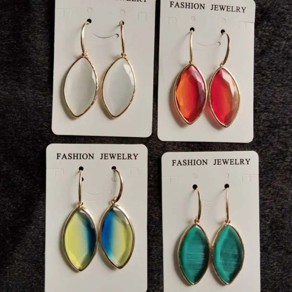 

Many Colors Water Drop Cat Eye Stone Dangle Earrings for Women Gold Frame Drop Earring Jewelry High Quality Pendientes Bijoux