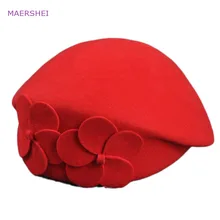 MAERSHEI винтажная черная шерстяная шляпа с куполом и бантом в виде листка лотоса, большая женская осенняя и зимняя шапка, темпераментная шапка