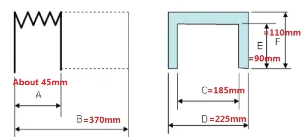 U тип защиты для машин Lmax = 370 мм, внутри: 185 мм x 90 мм, outerside: 225 мм x 110 мм
