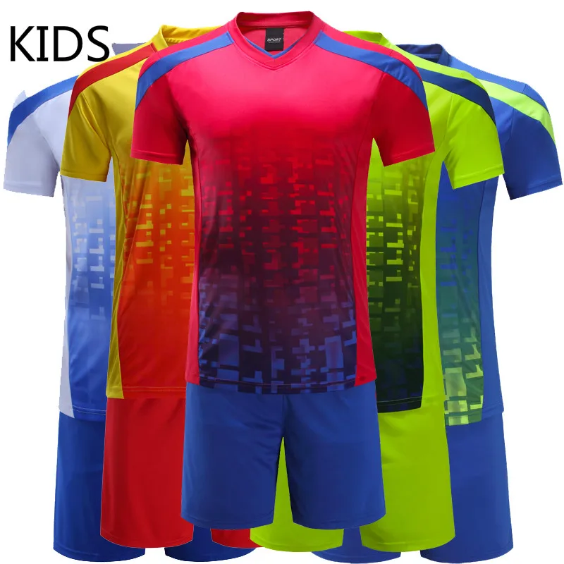 High Quality Child Kids Football Kit 2017 Soccer Jersey Kids Sets Suit