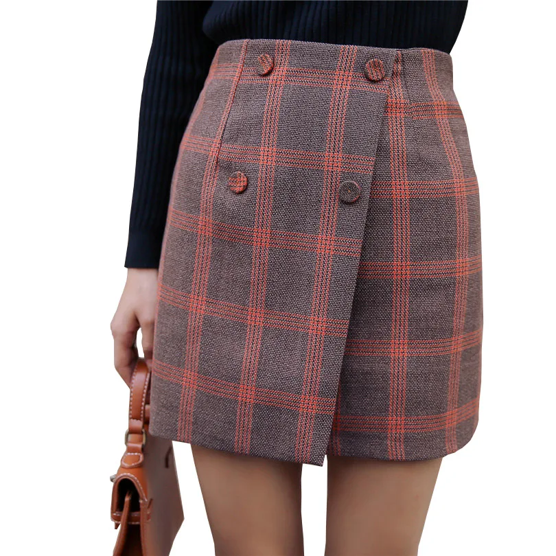 Winter font b Tartan b font Skirts Women s Plaid Mini Skirts font b Tartan b