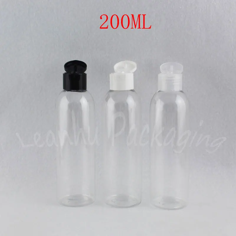 

200ML Transparent Plastic Bottle Flip Top Cap , 200CC Shampoo / Lotion Packaging Bottle , Empty Cosmetic Container