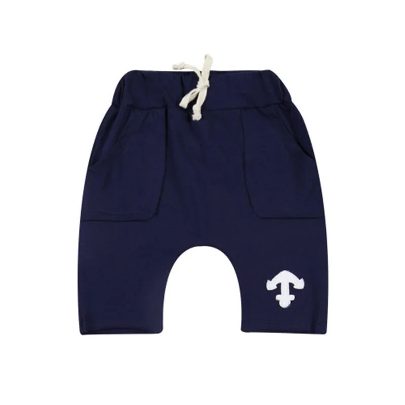 Новая детская одежда летние штаны для мальчиков Мягкие штаны-шаровары с якорем, удобные для кожи детские хлопковые шорты - Цвет: Dark Blue