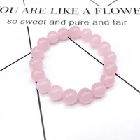 Wholesale Pink Rose Powder crystal Quartz Natural Stone Streche Bracelet Elastic Cord Pulserase Jewelry Beads Lovers woman Gift 4
