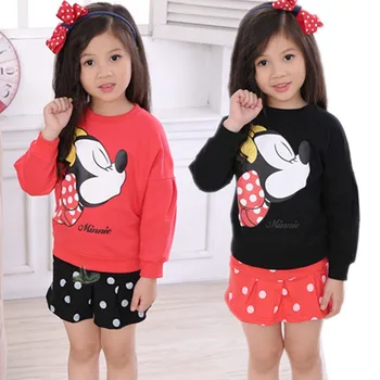 

Anlencool New Spring 2020 children with Korean girls' cotton sweater skirt suit cartoon lady two piece baby girls coat + skirt