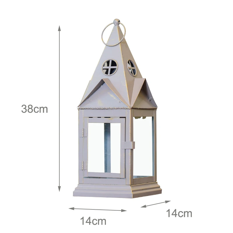 Скандинавская кабина Свеча фонарь Европейский подсвечники Романтический Железный Подсвечник рождественский фонарь украшение для свадьбы - Цвет: gray  14x14x38cm