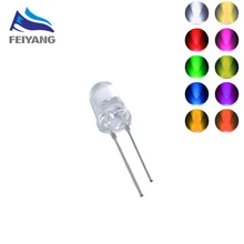 1000 шт. 5 мм светодиодный белый/синий/красный/желтый/зеленый/розовый/фиолетовый светильник/5 мм белый светодиодный Светодиод F5 белый/УФ светодиодный