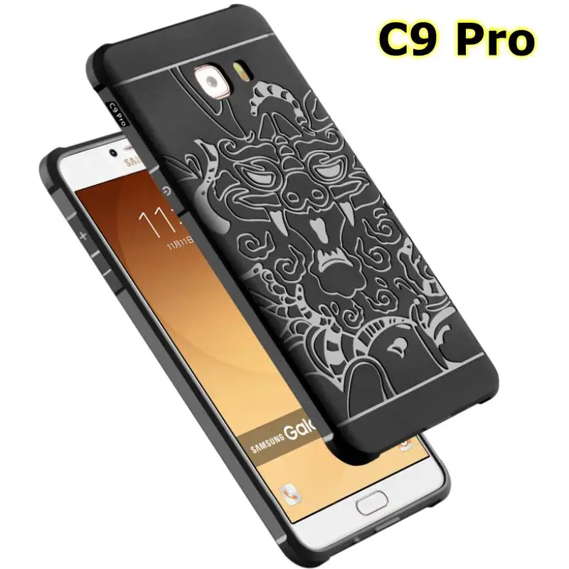 

Antiknock Black Business Blade Pure Chinese dragon Shield case cover for Samsung Galaxy C9 Pro C9000 + Screen film