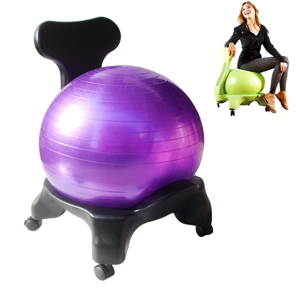 

Yoga Ball Chair Balance Ball Chair with Back Support & 55CM Stability Ball Exercise Guide for Home or Office (Random Color)