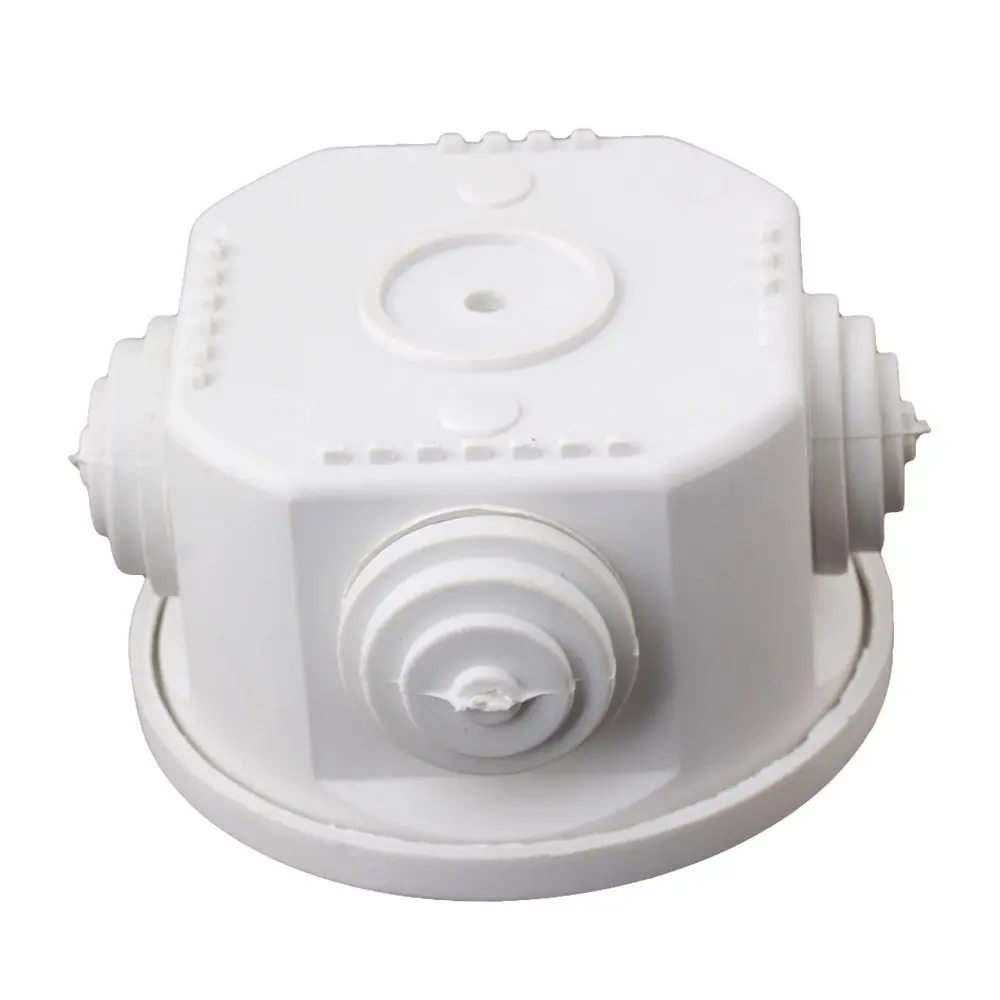

White Plastic 80x50mm IP44 Round Weatherproof Junction Box 4 Cable Entries