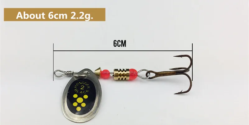 Colorful Painted Metal Spoon Spinner Lure with Treble Hooks 6cm 2.5g Metal Sequins Jig Bait Fishing Accessories (8)