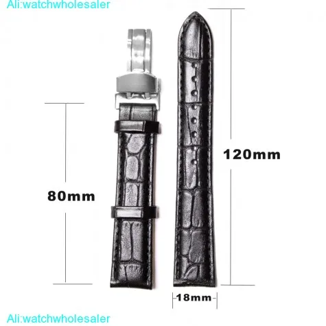 18 мм Smart черный все Натуральная кожа Мужская крокодиловый Смотреть полоса ремни WB1037D18GB бесплатные подарки