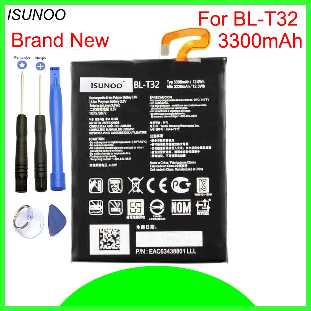 ISUNOO 3300 мАч BL T32 батарея для LG G6 G600L G600S H870 H871 H872 H873 LS993 US997 VS988 батареи с ремонтными