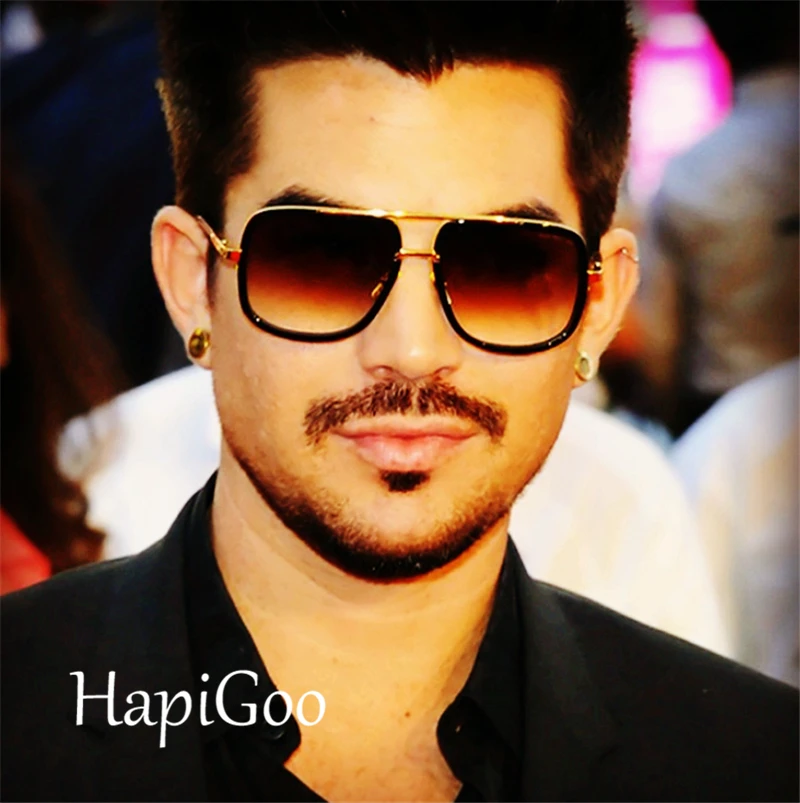 

HapiGOO Brand Designer Oversized Square Sunglasses Men Women Vintage Fashion Sun glasses Flat Top Metal Frame Mirror Glasses