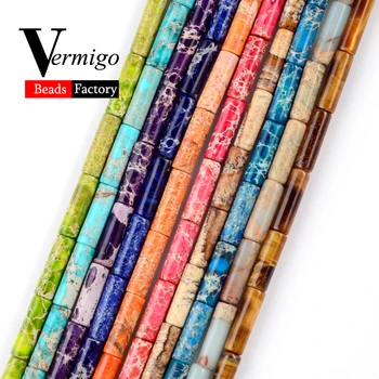 

Wholesale 4x13mm Natural Stone Mix Turquoises Tiger Eye Jaspers Tube Cylinder Beads For Jewelry Making 30Pcs Diy Bracelet15"
