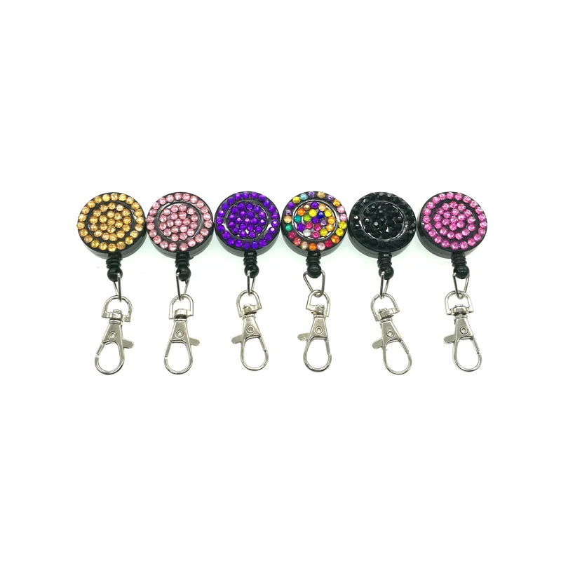 

ID Reels With Clip Retractable Badge Reel with Breakaway Safety Clasp Bling Rhinestone Retractable Crystal ID Card Badge Holder