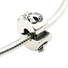 DIY Подходит для Pandora Charms браслеты Блестящий лук клип бусины с четким CZ 925 пробы-серебро-ювелирные изделия
